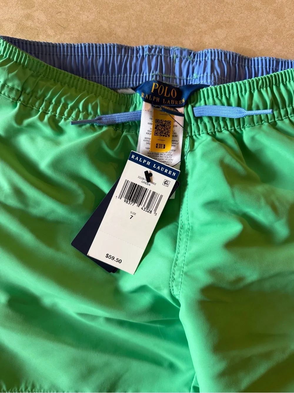 NWT Polo Ralph Lauren Boys Green Travelers Swim Trunks green kids size 7